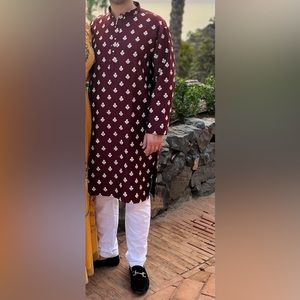 Kurta Set Maroon, dark red, white pant